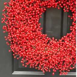 Weatherproof Full Red Berry Christmas Wreath All Weather Outdoor Holiday Decor - thumbnail 3