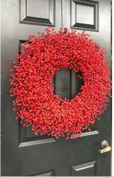 Weatherproof Full Red Berry Christmas Wreath All Weather Outdoor Holiday Decor - thumbnail 2