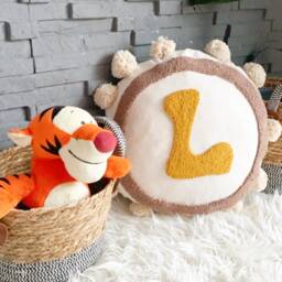 Punch Needle Pillowcase With Letters - Personalized Baby Gift Boho Decor Nursery Handmade - thumbnail 2
