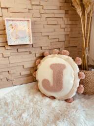 Punch Needle Pillowcase With Letters - Personalized Baby Gift Boho Decor Nursery Handmade - thumbnail 1