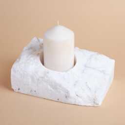 White Marble Candleholder - thumbnail 1