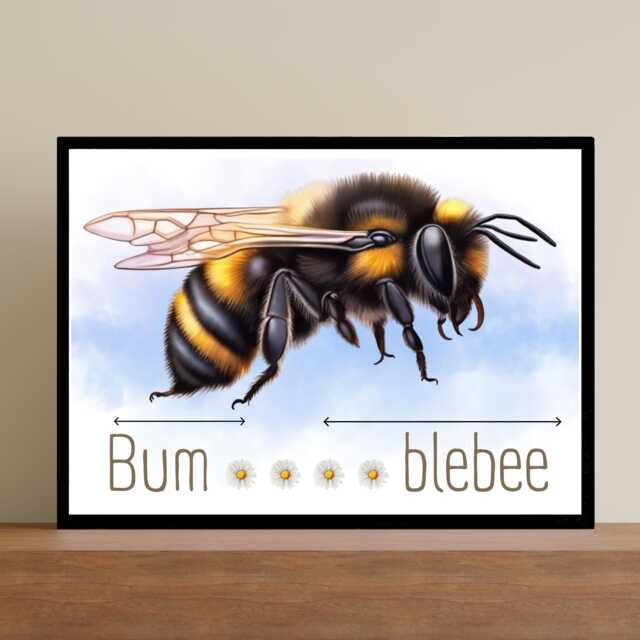 Cute Bumblebee A4 Print, High Quality Wall Art, Quirky Bee Decor, Original Artist Home Accessories Poster - image 1
