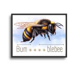 Cute Bumblebee A4 Print, High Quality Wall Art, Quirky Bee Decor, Original Artist Home Accessories Poster - thumbnail 3