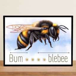 Cute Bumblebee A4 Print, High Quality Wall Art, Quirky Bee Decor, Original Artist Home Accessories Poster - thumbnail 2