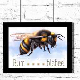 Cute Bumblebee A4 Print, High Quality Wall Art, Quirky Bee Decor, Original Artist Home Accessories Poster - thumbnail 4