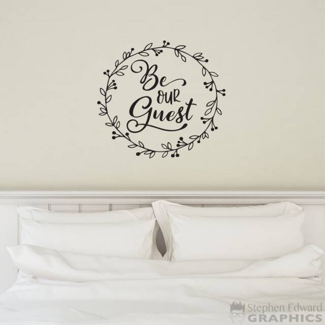 Be Our Guest Wall Decal - Laurel Wreath Farmhouse Decor Bedroom Vinyl - image 1