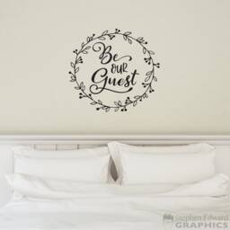 Be Our Guest Wall Decal - Laurel Wreath Farmhouse Decor Bedroom Vinyl - thumbnail 1