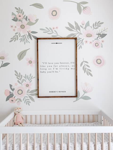 Forever Floral Wall Decals New- Baby Girls Decor - Room Pastels Nursery Cute Fashion Pink - image 1