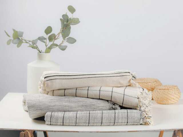 Woven Turkish Cotton Throw Blanket Farmhouse Style, Oeko-Tex Certified - image 1