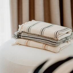 Woven Turkish Cotton Throw Blanket Farmhouse Style, Oeko-Tex Certified - thumbnail 2