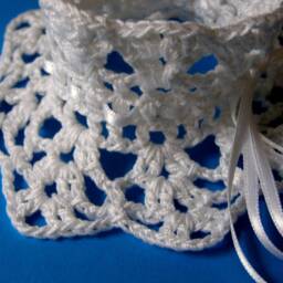 Candle Is Not Included Decoration Christening Baptism First Communion Confirmation Hand Crocheted White Candle - thumbnail 3