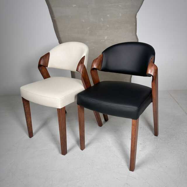 Dining Chairs Upholstered in Genuine Black/White Leather, Custom Made For Your Room, Wooden Dine Chair Table - image 1