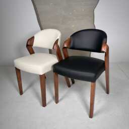 Dining Chairs Upholstered in Genuine Black/White Leather, Custom Made For Your Room, Wooden Dine Chair Table