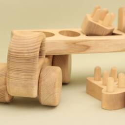 Handmade Wooden Car With Trailer Montessori Stacking Toy - thumbnail 2