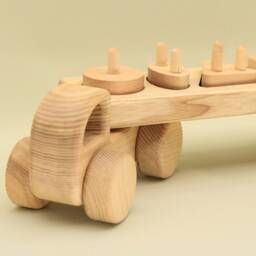Handmade Wooden Car With Trailer Montessori Stacking Toy - thumbnail 3