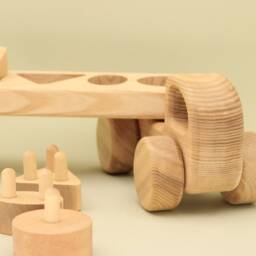 Handmade Wooden Car With Trailer Montessori Stacking Toy - thumbnail 4