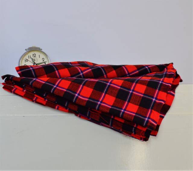 African Maasai Shuka Blanket - Red Plaid Acrylic Throw - image 1