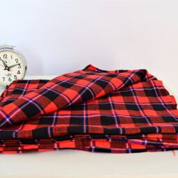 African Maasai Shuka Blanket - Red Plaid Acrylic Throw - thumbnail 2
