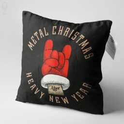 Personalised Heavy Metal Santa Christmas Cushion Cover - Velvet Pillow - thumbnail 2