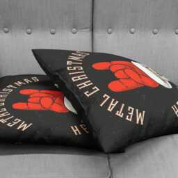 Personalised Heavy Metal Santa Christmas Cushion Cover - Velvet Pillow - thumbnail 3