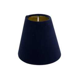 Navy Blue Velvet Brushed Gold Small Candle Clip Wall Tapered Lampshade - thumbnail 1