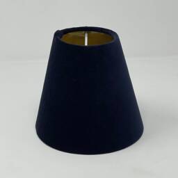 Navy Blue Velvet Brushed Gold Small Candle Clip Wall Tapered Lampshade - thumbnail 2