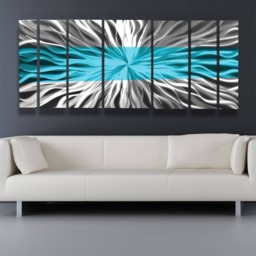 Aqua Infinity Metal Wall Art Turquoise Blue Green Modern Sculpture - thumbnail 2