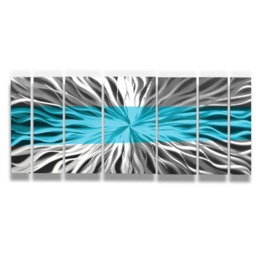 Aqua Infinity Metal Wall Art Turquoise Blue Green Modern Sculpture - thumbnail 3