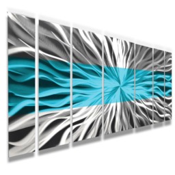 Aqua Infinity Metal Wall Art Turquoise Blue Green Modern Sculpture - thumbnail 4