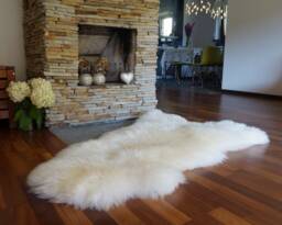 Natural Cream Sheepskin Rug - Genuine Fluffy Wool Throw Carpet - thumbnail 1
