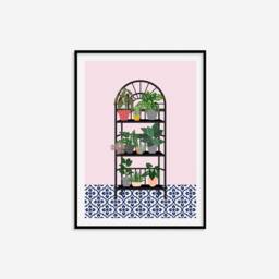 Boho Houseplant Shelf Print - Print, Plant Art, Colourful Eclectic Wall Gift, Living Room Bedroom Art - thumbnail 2
