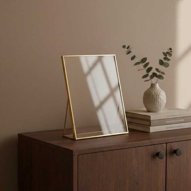 Floating Glass Frame Brass Desktop Photo Picture Double Tabletop Bilderrahmen Horizontal Vertical Pretty Perfect Pressed Flower Arrangement - image 1