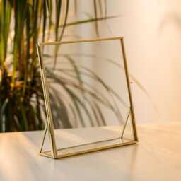Floating Glass Frame Brass Desktop Photo Picture Double Tabletop Bilderrahmen Horizontal Vertical Pretty Perfect Pressed Flower Arrangement - thumbnail 2