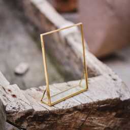 Floating Glass Frame Brass Desktop Photo Picture Double Tabletop Bilderrahmen Horizontal Vertical Pretty Perfect Pressed Flower Arrangement - thumbnail 4