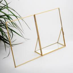 Floating Glass Frame Brass Desktop Photo Picture Double Tabletop Bilderrahmen Horizontal Vertical Pretty Perfect Pressed Flower Arrangement - thumbnail 3
