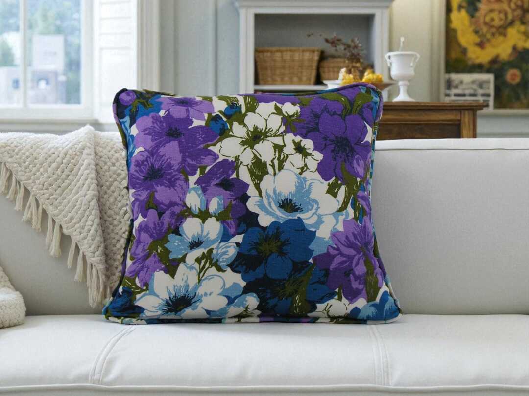 Purple Retro Floral Scatter Cushion by