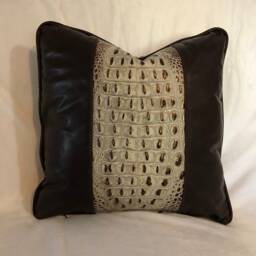 "Genuine Leather Pillow, 14""x14" - thumbnail 2