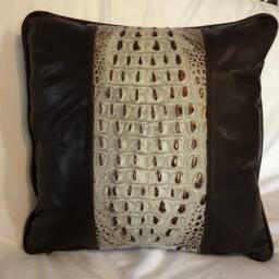 "Genuine Leather Pillow, 14""x14" - thumbnail 3