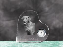 Chesapeake Bay Retriever - Crystal Clock in The Shape Of A Heart With Image Pure-Bred Dog - thumbnail 1
