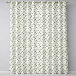 Soft White Floral Sprigs Cream Background Seamless Pattern Elegant Botanical Readymade Eyelet Ring Top Thermal 100% Blackout Curtains - thumbnail 2