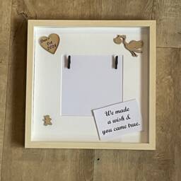 Personalised Baby Scan Frame, Wooden Stork Gift, 5x5 Photo - thumbnail 1