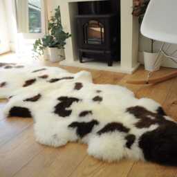 100% British Jacob Undyed Rare Breed Sheepskin Double Rug - Handmade in Somerset - thumbnail 4
