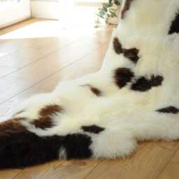 100% British Jacob Undyed Rare Breed Sheepskin Double Rug - Handmade in Somerset - thumbnail 3