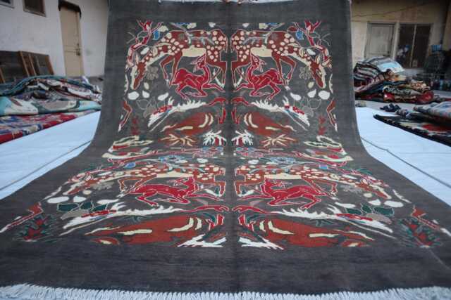 5x8 Ft Pictorial Afghan Kazak Rug, New Farmhouse Handmade Medallion Wool Luxury Bedroom Living Room Office Decor Rug - image 1