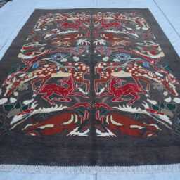 5x8 Ft Pictorial Afghan Kazak Rug, New Farmhouse Handmade Medallion Wool Luxury Bedroom Living Room Office Decor Rug - thumbnail 2