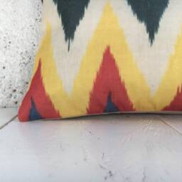 Handwoven Silk Ikat Pillow Cover - 10x24, Modern Accent - thumbnail 3