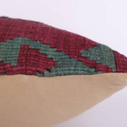 Vintage Turkish Kilim Pillow Cover Handwoven Wool Throw - 16''x16'' - thumbnail 4