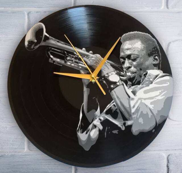 Miles Davis Painted Retro Vinyl Record Clock, . Wall Clock . Gift For Music Lover - image 1