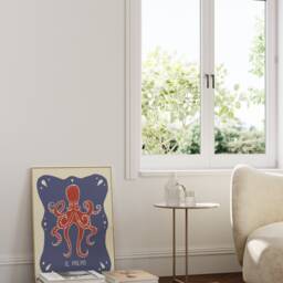 Poster Octopus, Italian Octopus Illustration/Art Print Italy, Kitchen, Food, Art, Maritime - thumbnail 2