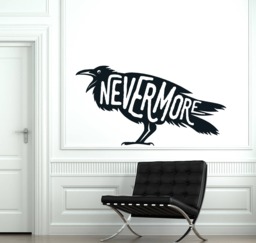 Wall Vinyl Decal Black Raven Edict Never More Quote Modern Home Art - 2525Dz - thumbnail 1
